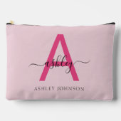 Hot Pink Monogram Name Girl's Script Zubehörtasche (Vorderseite)