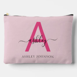 Hot Pink Monogram Name Girl's Script Zubehörtasche