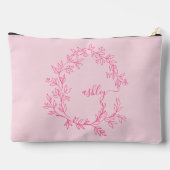 Hot Pink Monogram Name Girl's Script Zubehörtasche (Rückseite)