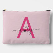 Hot Pink Monogram Name Girl's Script Zubehörtasche (Vorderseite)