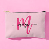 Hot Pink Monogram Name Girl's Script Zubehörtasche