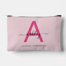 Hot Pink Monogram Name Girl's Script Zubehörtasche