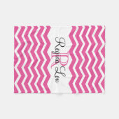 Hot Pink Monogram Name Keepake Zickzack Girls Fleecedecke (Vorderseite (Horizontal))