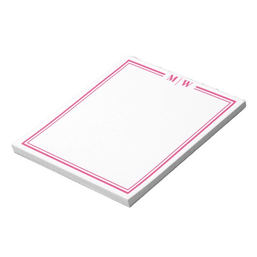 Hot Pink Monogram Notizblock (Rotiert)