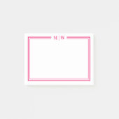 Hot Pink Monogram Post-it Klebezettel (Vorderseite)