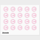 Hot Pink Monogram Return Address Runder Aufkleber (Blatt)