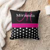 Hot Pink Monogram Script Polka Docks Throw Kissen (Decke)