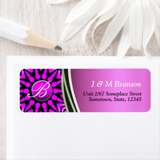 Hot Pink Monogram Star Art Address Label (Insitu)