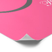 Hot Pink Monogram und Name Wedding Reception Sign Poster (Ecke)