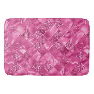 Hot Pink Multi-Texture Square Weave Muster Badematte