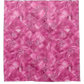 Hot Pink Multi-Texture Square Weave Muster Duschvorhang (Vorderseite)