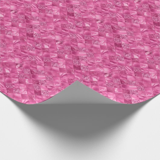 Hot Pink Multi-Texture Square Weave Muster Geschenkpapier (Ecke)