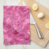 Hot Pink Multi-Texture Square Weave Muster Geschirrtuch (Viertel Falte)
