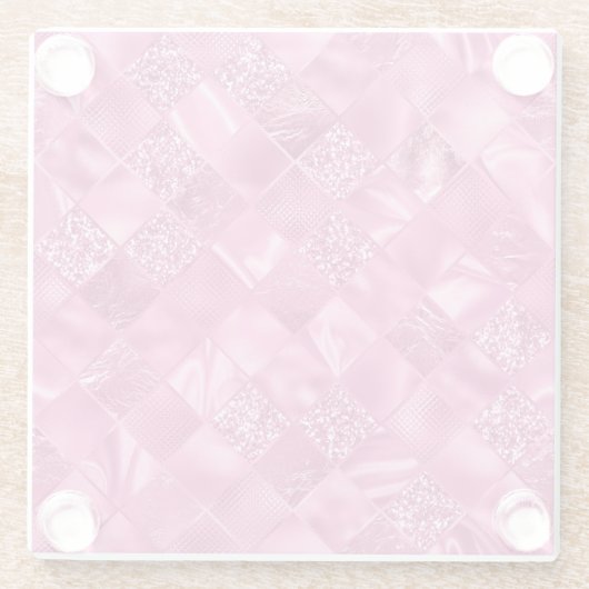 Hot Pink Multi-Texture Square Weave Muster Glasuntersetzer (Rückseite)