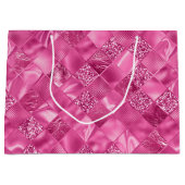 Hot Pink Multi-Texture Square Weave Muster Große Geschenktüte (Vorderseite)