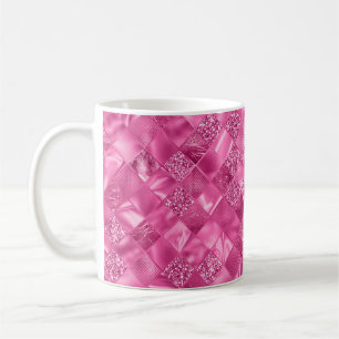 Hot Pink Multi-Texture Square Weave Muster Kaffeetasse