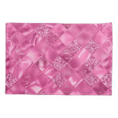 Hot Pink Multi-Texture Square Weave Muster Kissenbezug (Rückseite)