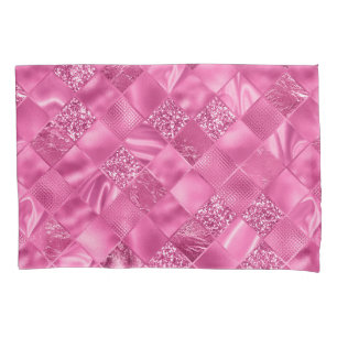 Hot Pink Multi-Texture Square Weave Muster Kissenbezug