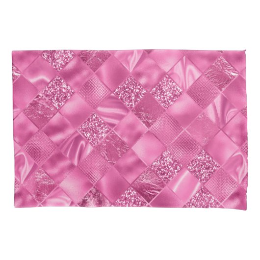 Hot Pink Multi-Texture Square Weave Muster Kissenbezug (Vorderseite)