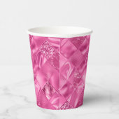 Hot Pink Multi-Texture Square Weave Muster Pappbecher (Rechts)