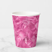 Hot Pink Multi-Texture Square Weave Muster Pappbecher (Vorderseite)
