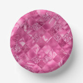 Hot Pink Multi-Texture Square Weave Muster Pappteller (Vorderseite)