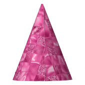 Hot Pink Multi-Texture Square Weave Muster Partyhütchen (Rückseite)
