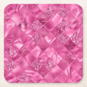 Hot Pink Multi-Texture Square Weave Muster Rechteckiger Pappuntersetzer (Vorderseite)