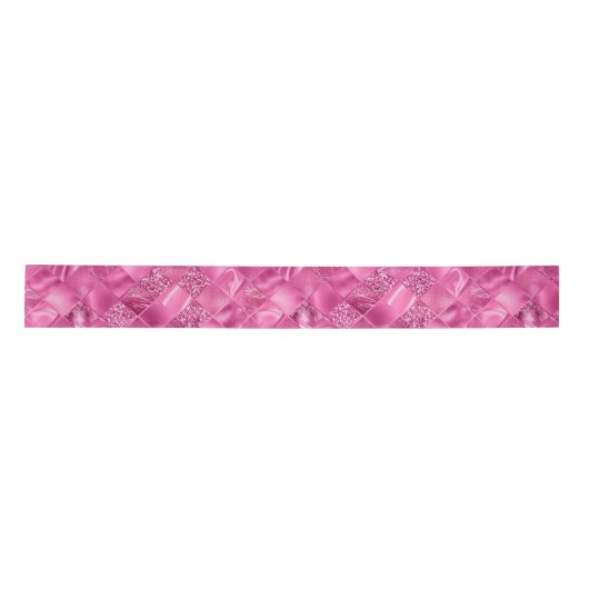 Hot Pink Multi-Texture Square Weave Muster Satinband (Vorderseite)