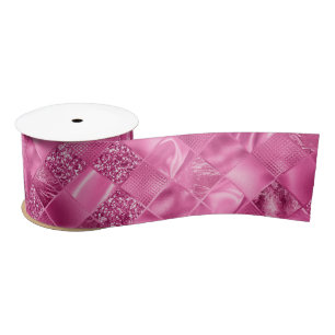 Hot Pink Multi-Texture Square Weave Muster Satinband