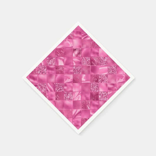 Hot Pink Multi-Texture Square Weave Muster Serviette (Ecke)