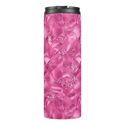 Hot Pink Multi-Texture Square Weave Muster Thermosbecher (Rückseite)