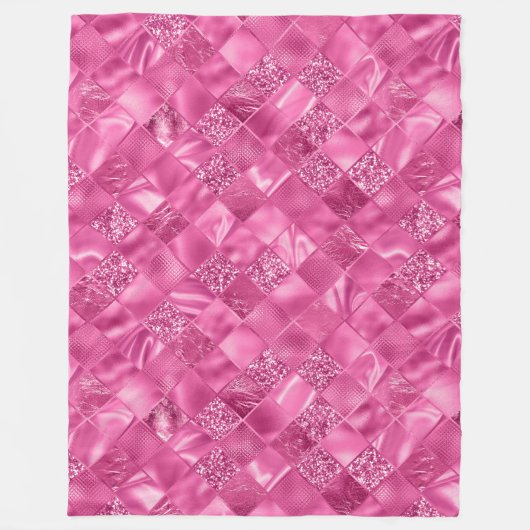 Hot Pink Multi-Texture Square Weave Pattern Fleecedecke (Vorderseite)