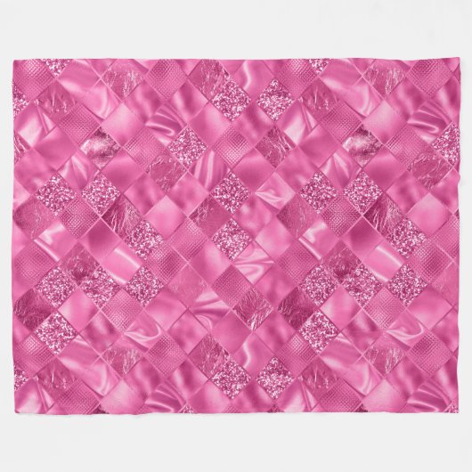 Hot Pink Multi-Texture Square Weave Pattern Fleecedecke (Vorderseite (Horizontal))