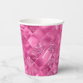 Hot Pink Multi-Texture Square Weave Pattern Pappbecher (Links)