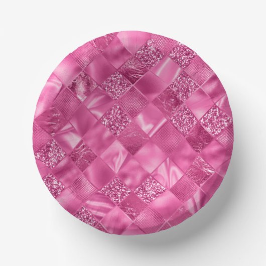 Hot Pink Multi-Texture Square Weave Pattern Pappteller (Vorderseite)