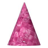 Hot Pink Multi-Texture Square Weave Pattern Partyhütchen (Links)