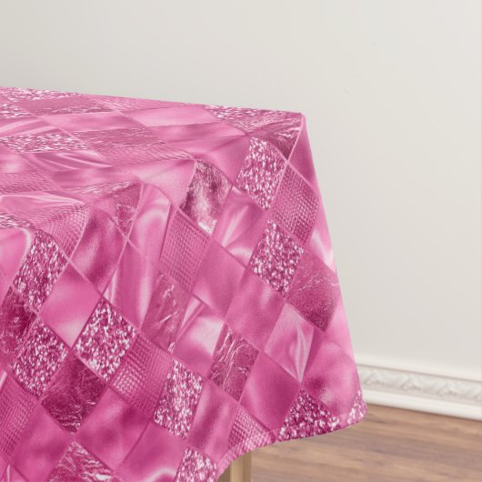 Hot Pink Multi-Texture Square Weave Pattern Tischdecke (Beispiel)