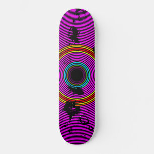 Hot Pink Multicolor Vinyl Disk Textur Muster Skateboard