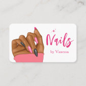 Hot Pink Nail Artist Salon Qr Code Business Card Visitenkarte (Vorderseite)