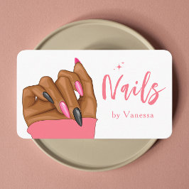 Hot Pink Nail Artist Salon Qr Code Business Card Visitenkarte