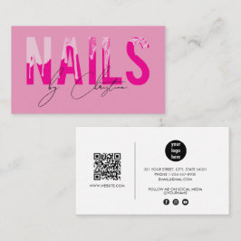 Hot Pink Nails Tropfen Nail Art Manicure QR Code Visitenkarte