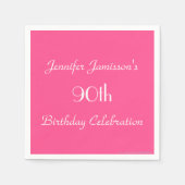Hot Pink, Name, einfaches Papier der 90. Geburtsta Serviette (Vorderseite)