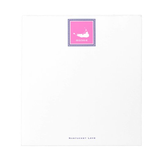 Hot Pink Nantucket (Sconset) Zip-Code Note Pad Notizblock (Vorderseite)