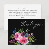 Hot Pink & Navy Blue Floral Danke Karte V3 Blac (Vorne/Hinten)