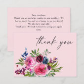 Hot Pink & Navy Blue Floral Danke Karte V3 Rosa (Vorne/Hinten)