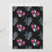 Hot-Pink & Navy Blue Floral Gothic Couples Dusche Einladung (Rückseite)