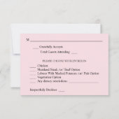 Hot Pink & Navy Blue Floral mit Meal V3 Rosa RSVP Karte (Rückseite)