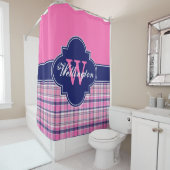 Hot Pink Navy Blue Madras Kariert 1I CB Multifunkt Duschvorhang (Beispiel)