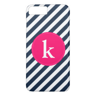 Hot Pink & Navy Monogram iPhone 7 Plus Fall Case-Mate iPhone Hülle